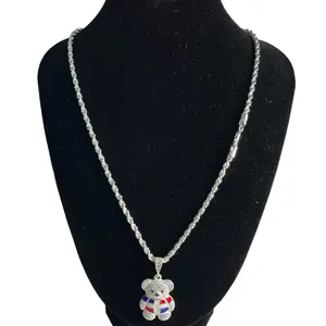 Dominican Teddy Bear Pendant Necklace