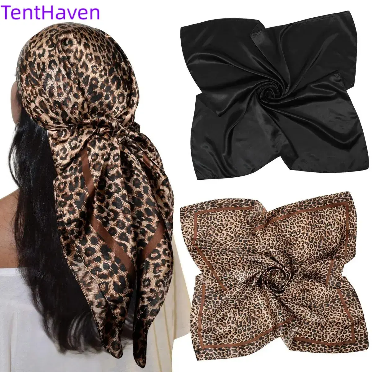 Women's Zebra Striped Print Square Scarf - 90cm Simulated Silk Casual Soft Shawl, Decorative Lightweight Scarf, Fashion Hair Scarves Bandana Head Wrap, Wild Look Sports & Outdoor Accessory, Decorative Scarf