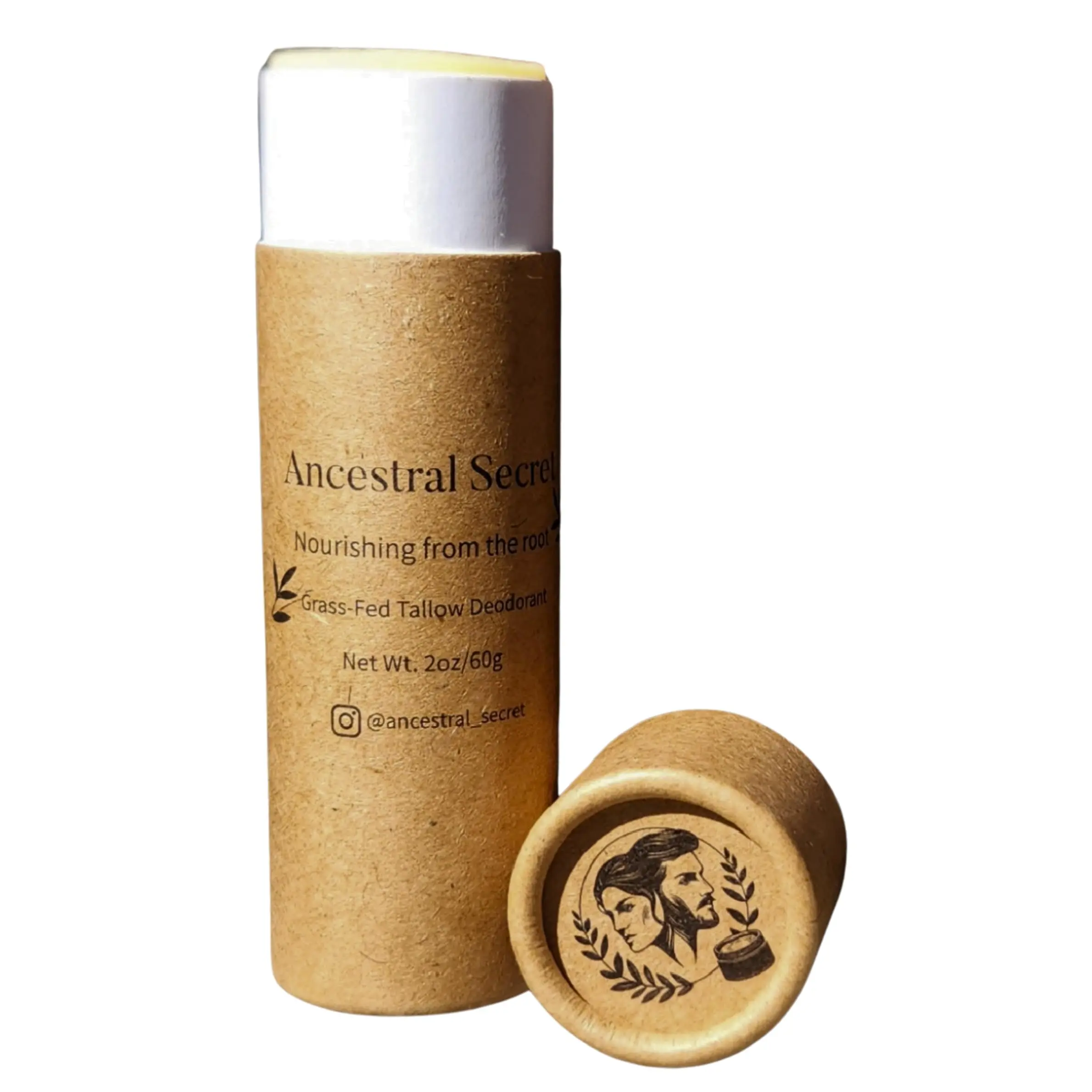 Ancestral Secret Natural Tallow Deodorant - 2 oz, Long-Lasting Protection with Tallow, Beeswax, Potassium Alum, Citronella Oil, Eco-Friendly Packaging