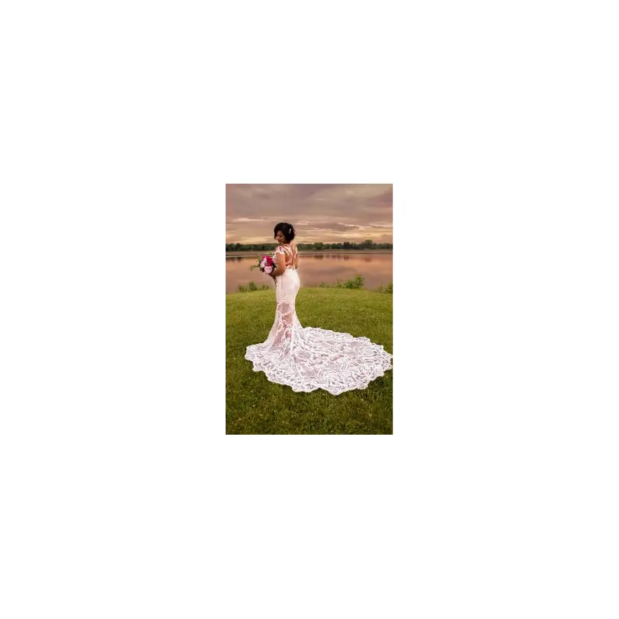 Angela Sexy Illusion Custom Wedding Dress with Full Lace