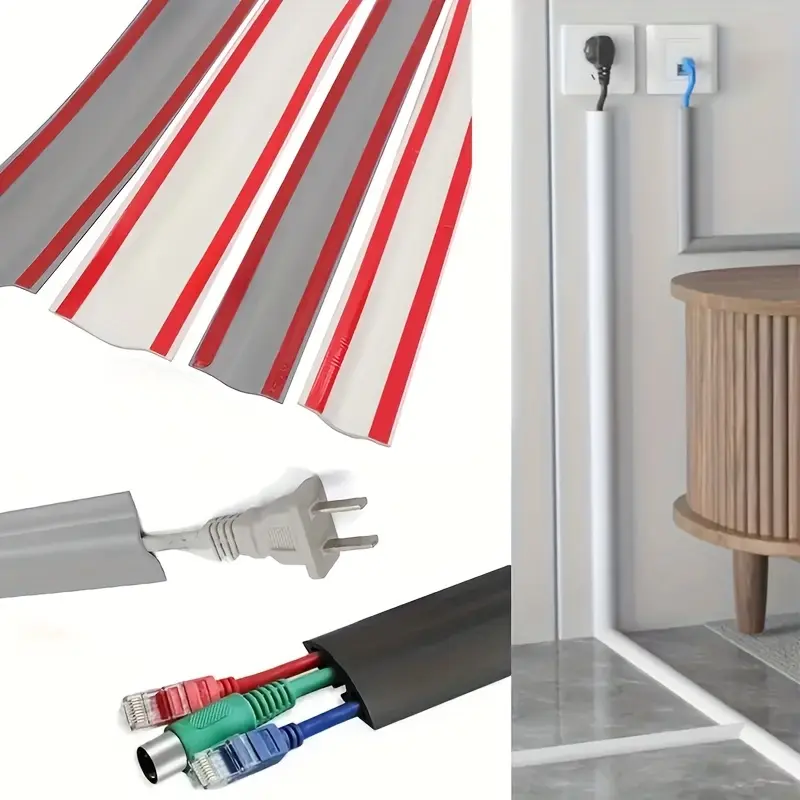 2 Rolls 39.37 Inch Adhesive PVC Cable Protector, Floor and Wall Covering, Wire Management for Home and Office, Non-Toxic Material