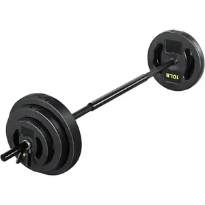Barbell Weight Set for Lifting, 45 LB Weight Bar Set with Adjustable Free Weights for Workout Bar for Exercise Build Muscle in Home Gym