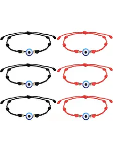 6 Pieces Evil Eye Bracelets Ojo Bracelets Red String Evil Eye Jewelry for Protection and Blessing Adjustable for Daily & Holiday Wear & All Season