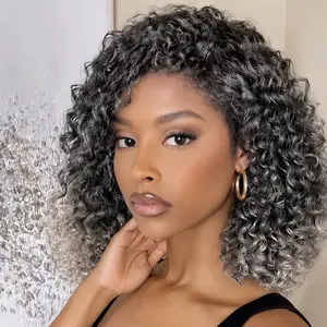 14 inch Water Ripple Half Wig Synthetic Half Wig Glueless Seamless Flip Wig Adjustable Drawstring Suitable for Beginners