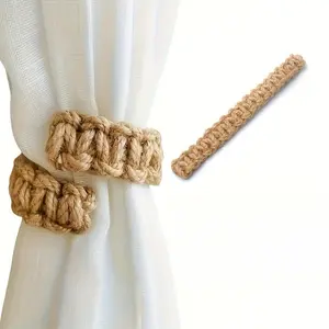 Handwoven Curtain Tie-Backs—Bohemian-Style Window Decor for Bedrooms, Living Rooms, and Coastal-Themed Interiors; Modern Home Accessories with Decorative Storage Functionality, Minimalist Curtain Clips