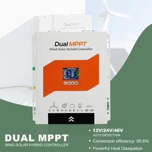3000W Wind Solar Hybrid Dual MPPT Charge Controller - 2000W Wind Turbine & 1000W Solar Panel, 12V/24V/48V Auto Adapt for Off-Grid Power System High-Power outdoorfun outdoorfun