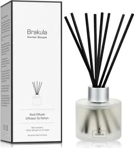 Reed Diffuser Set, 100Ml Black Vanilla Scented Oil Diffuser for Bathroom, Home Fragrance for Living Room, Office
