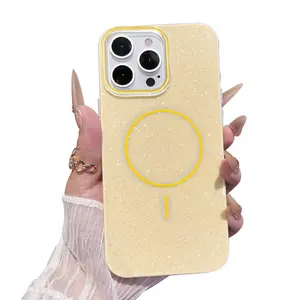 Glitter Shiny Magsafe Case with Magnetic Sparkle Bling Cute Girly Design and Trendy Aesthetic, Shockproof Protective for iPhone 17 16 15 14 13 PM