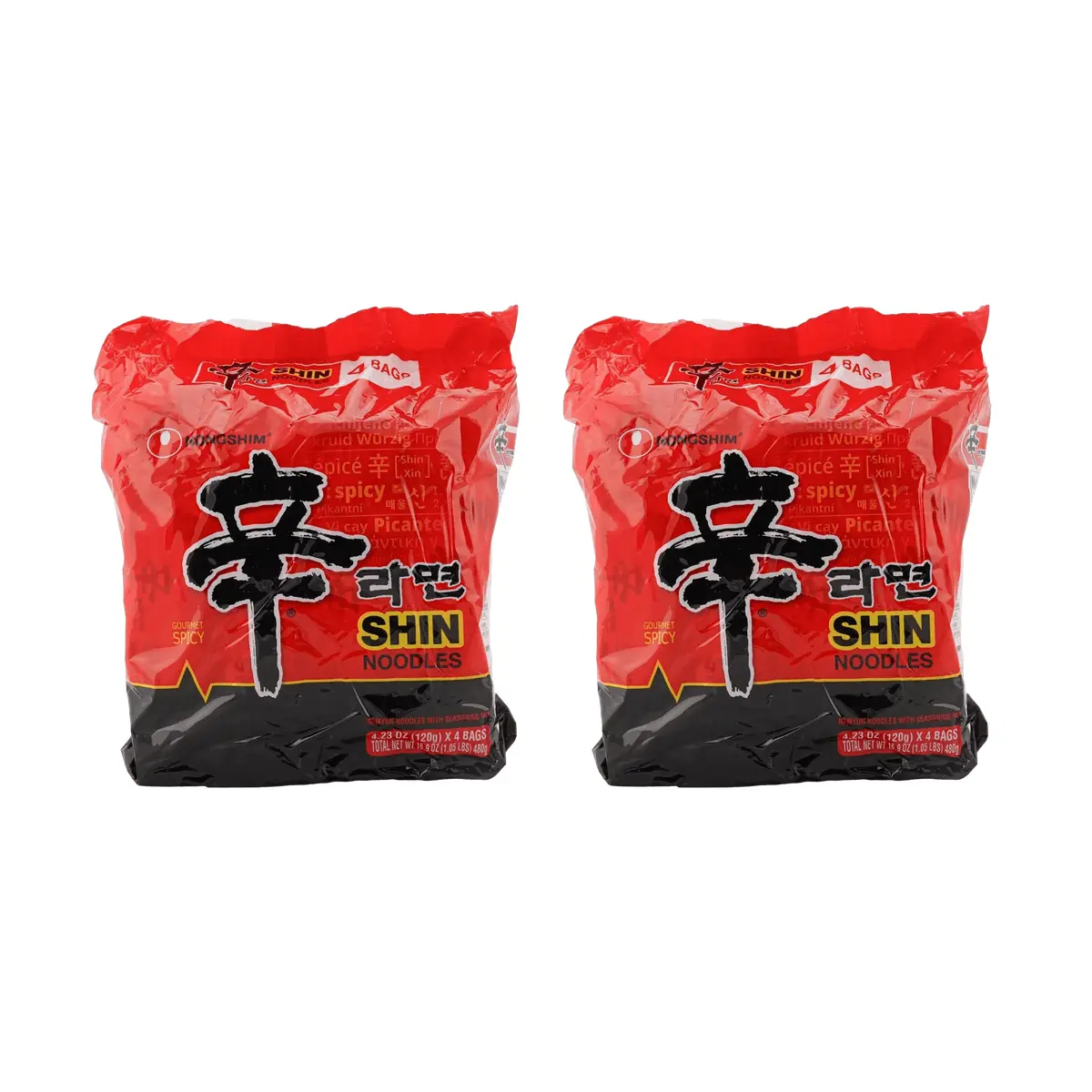 Nongshim Shin Ramyun Korean Instant Noodles - Classic Spicy Flavor, 4-Pack (2x 8-Bag Value Packs) - Authentic Korean Ramyeon, Popular K-Food,  Recommended