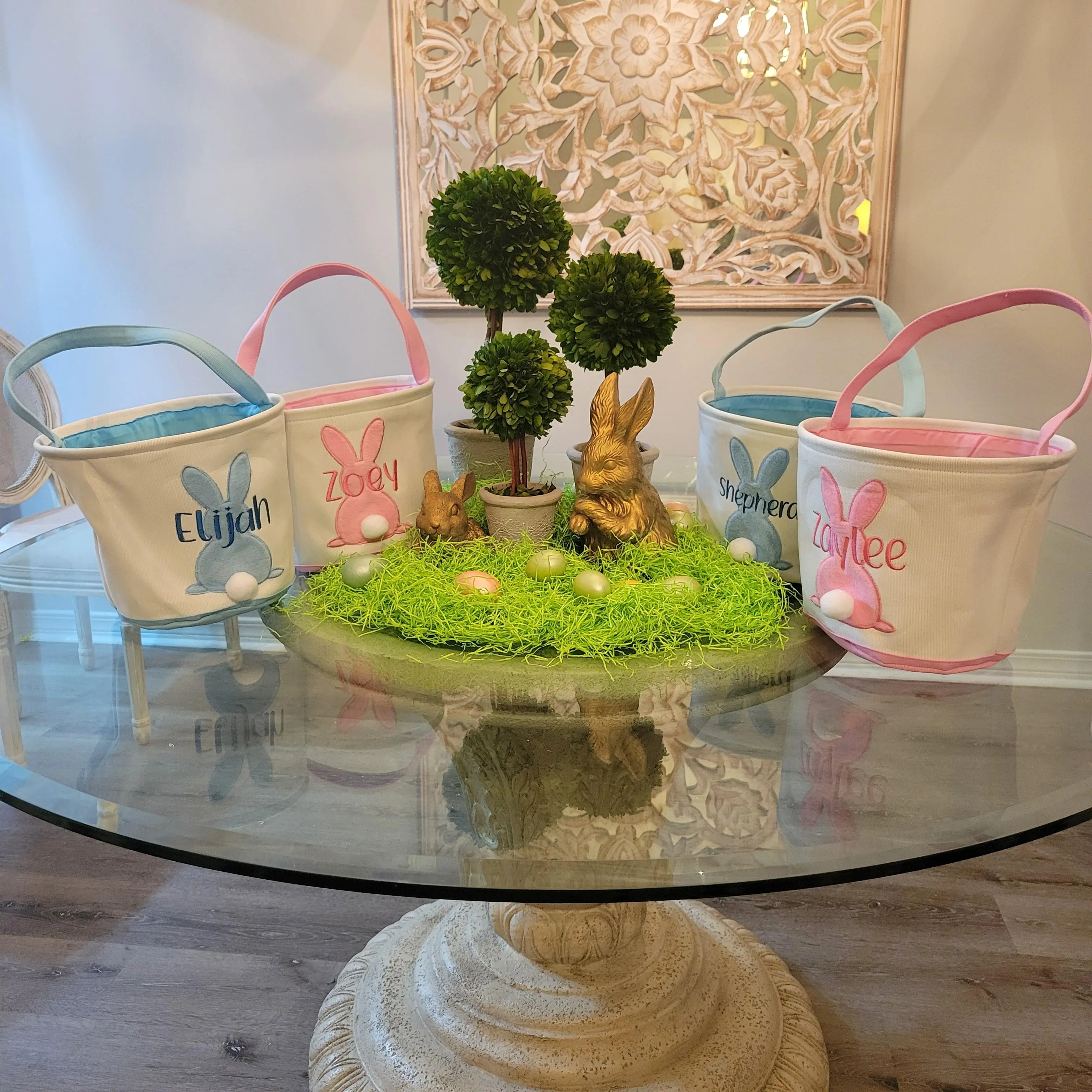 Easter Emb Baskets With handle Easter Emb Baskets With handle