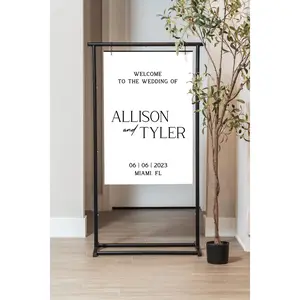 3D Wedding Welcome Sign Gold Mirror