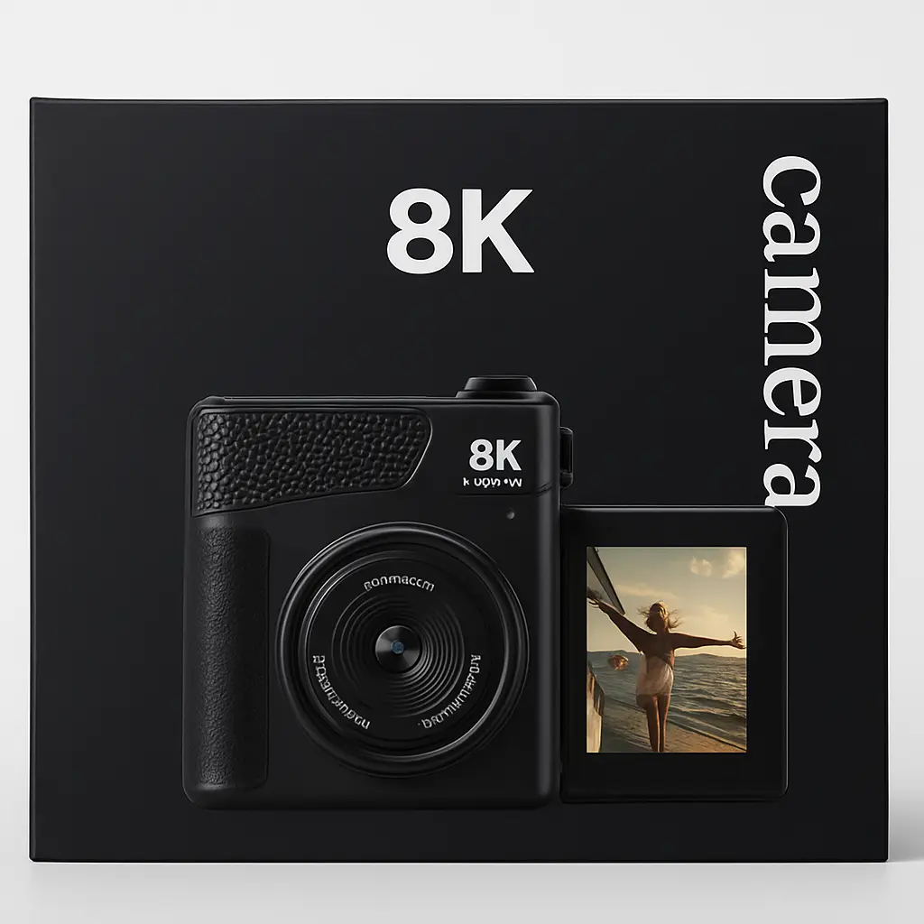 8K Ultra HD Digital Camera, 88MP, 18X Digital Zoom, Flip Screen