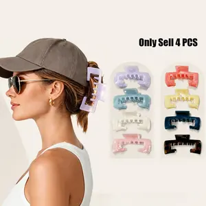 4 PCS Hat-Friendly Claw Clips For Baseball Caps – Large 4.1 Inch Non-Slip Hair Clips, Stylish Hat Claw Clip For Women, Medium To Thick Hair, Trucker Hat Hairstyles, Hair Clip Set