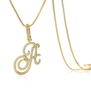 Hip-hop English Letter Pendant Gold with Zircon Inlay Men's and Women's Box chain Silver Golden Necklace for Women Gifts