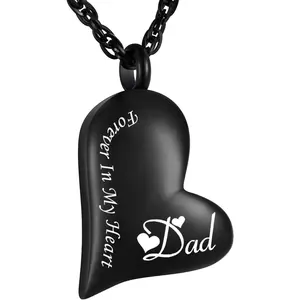 Fathers Day Gifts For Dad, Necklace for Ashes Forever in My Heart Pendant Cremation Necklace Stainless Steel Ashes Jewelry for Dad Mom Papa Husband Wife