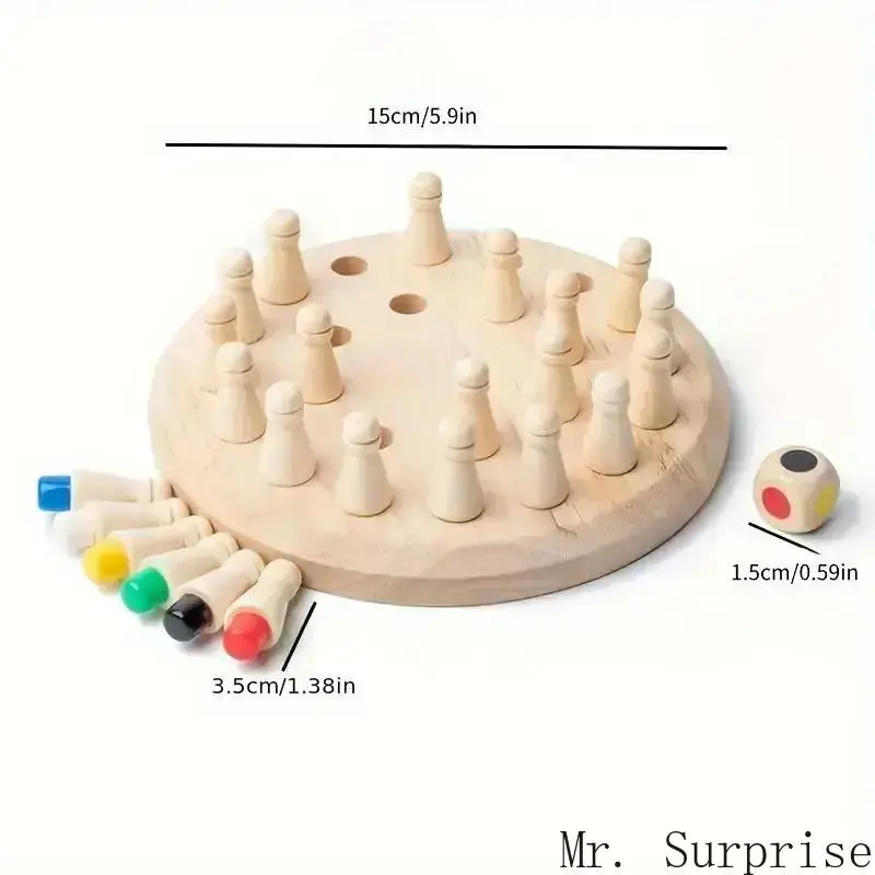 Educational Wooden Memory Chess Puzzle, 17cm Diameter, 4cm Height, 36-Piece Family Board Game for Brain Training & Holiday Gifting, Family Board Games