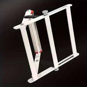 Adjustable Metal Cutting Machine Support Stand, Sturdy Lift Table Bracket with Red & Black Grip, Height-adjustable for Precision Cutting & Assembly