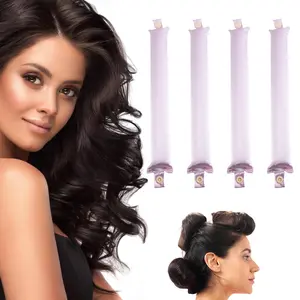 4pcs No Heat Hair Curlers with Snap Button, Soft Hair Rollers for Lazy Sleep, Damage-Free Curls for Long and Short Hair