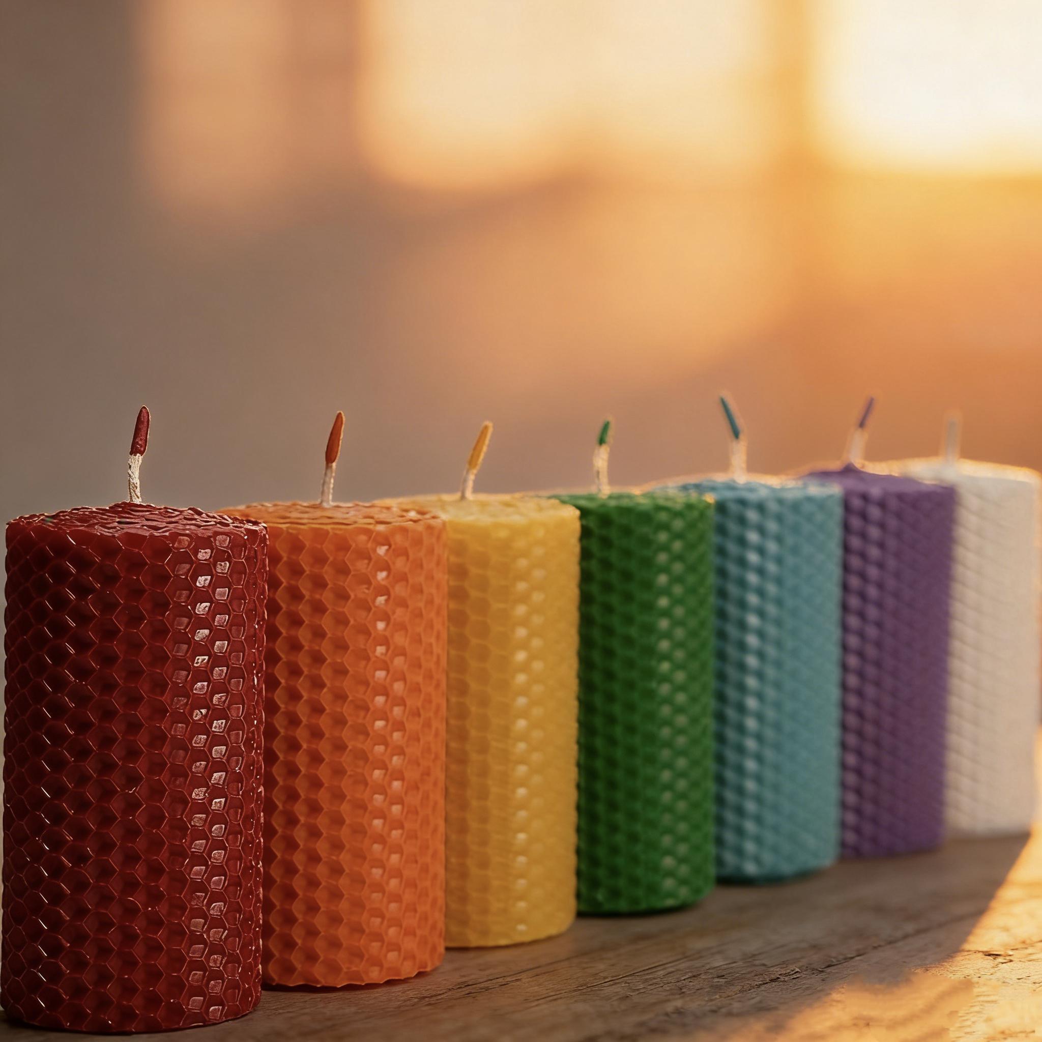 20×20cm colorful honeycomb beeswax sheets DIY candle making kit, 7 beeswax sheets with cotton wicks, craft kit for adults, spiritual altar keepsake, Christmas and Halloween home holiday gift