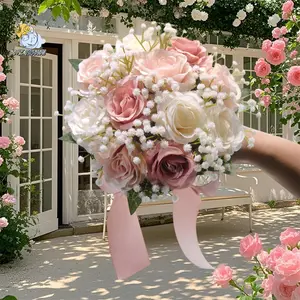 Wedding Bouquet Artificial Rose Bouquets Bridal Wedding Photo Booth Props Wedding Decorations Silk And Satin Hand - Woven Bouquets, Special Wedding Flowers