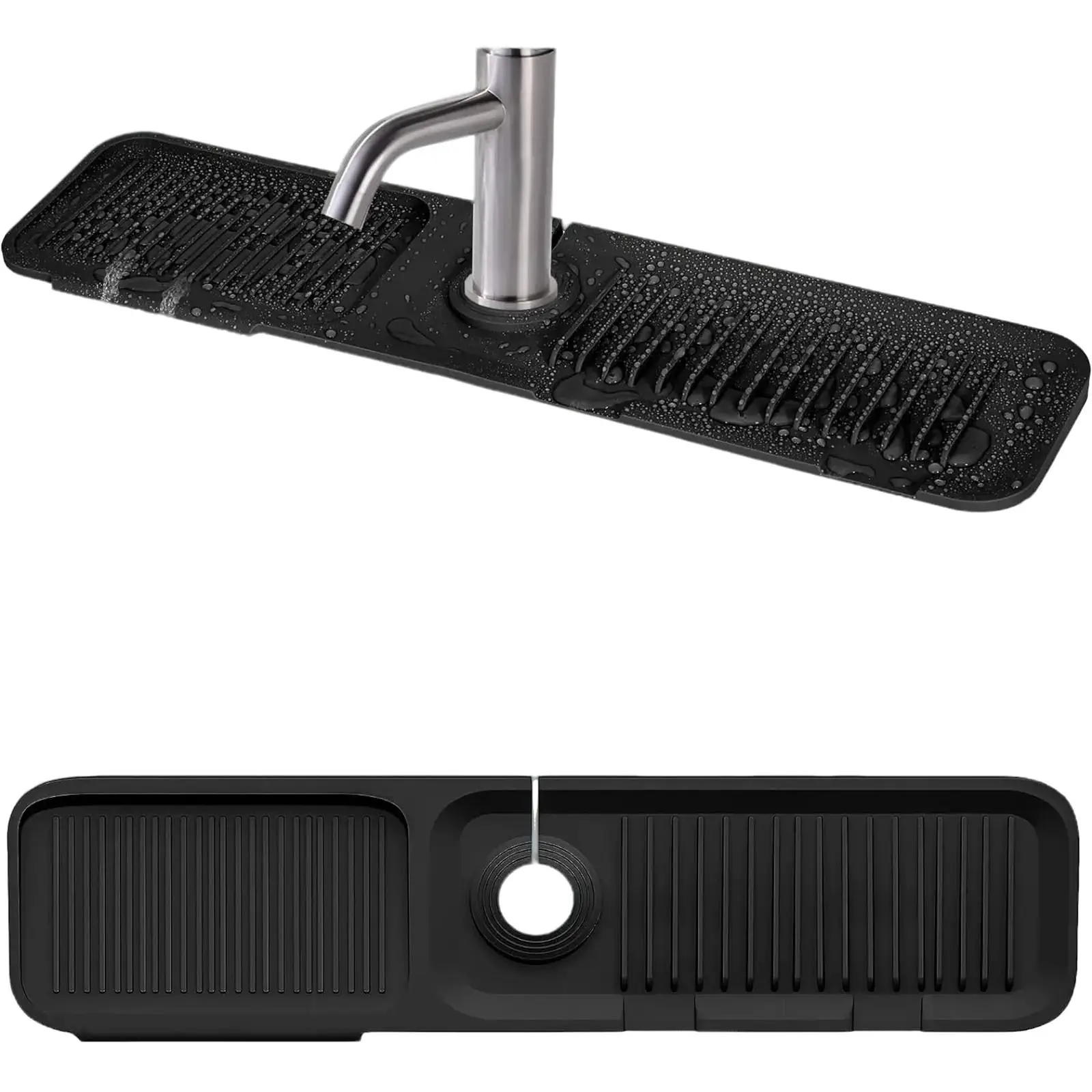 Silicone Sink Faucet Drain Mat, Waterproof Anti-splash Sink Drainage Splatter Guard Pad, Home Kitchen Accessories, Household Items, Black Small Kitche