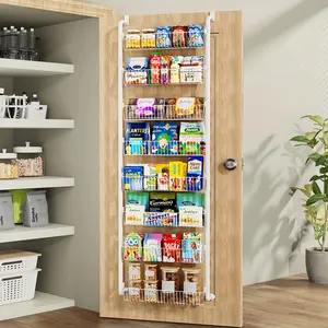 6/8 Tier Over the Door Pantry Organizer Rack - Metal Pantry Organization and Storage with Adjustable Baskets, Easy to Install Hanging Over the Door Spice Rack Shelf,Home & Kitchen Hanging Door Organizer