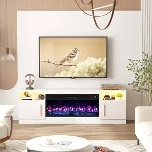 [2 Packages Shipping]Fireplace TV Stand With 36" Electric Fireplace Up To 80" TVs, 70" Entertainment Center, Remote Control,TV Media Console With Storage Cabinets For Living Room,Thanksgiving,Christmas  Gift