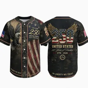 Freedom Heritage USA 250th Anniversary Baseball Jersey – 1776-2026 Patriotic Eagle & American Flag Graphic Tee Shirt– Unisex Streetwear Shirt