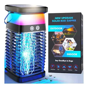 Solar-powered Insect Killer Outdoor Waterproof Electric Mosquito Killer 3X Efficient Bug Control with 4000mAh Battery & RGB Light Modes for Courtyards Yards Camping Kitchens Garages - Zapper,summerwins