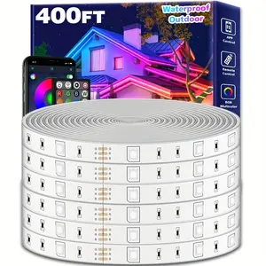 400 Feet Outdoor LED Strip Lights Waterproof, Outdoor LED Strip Lights Waterproof, Comes with App and Remote Control, Music Sync RGB Outdoor LED Rope Lights, Comes with Self-Adhesive Backing, Group Management My Devices