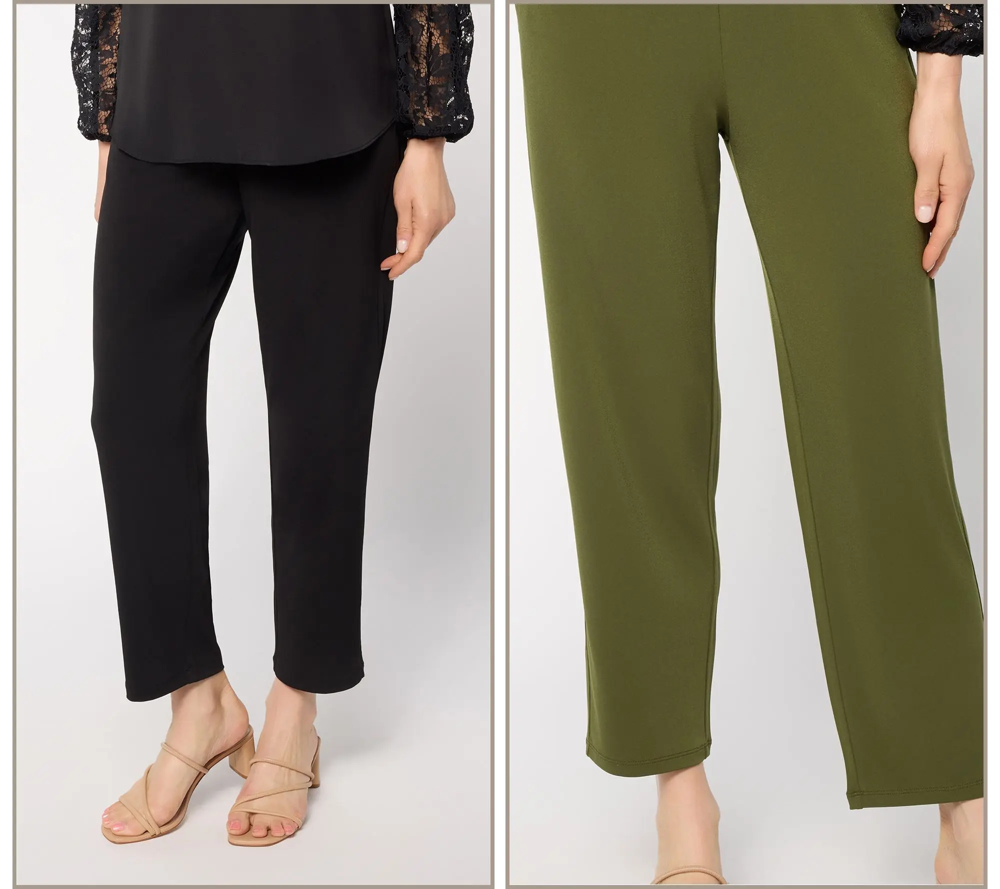 Susan Graver Essentials Petite Set of 2 Liquid Knit Ankle Pants