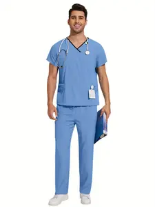 New Multi-color Doctor Hand Washing Clothes 2Pcs Set Work Clothes Hand Washing Clothes Thin Short-sleeved Studio Work Clothes Jogging Clothes