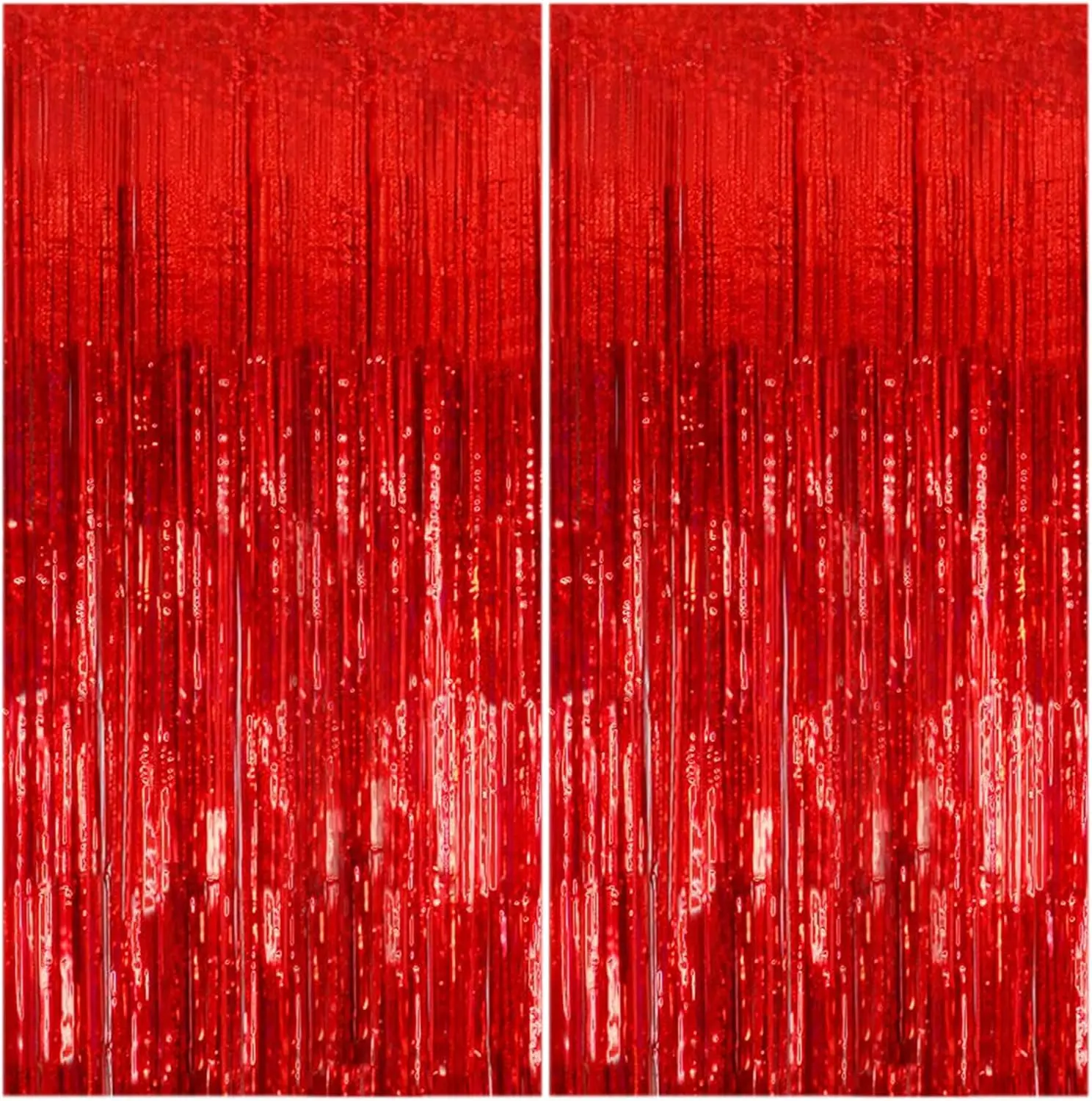 2 Pack Foil Curtain Backdrop Red Metallic Tinsel Foil Fringe Curtains Photo Booth Props for Birthday Wedding Engagement Baby Shower Bachelorette Christmas Holiday Celebration Party Decorations