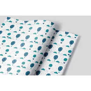 Blue Hot Air Balloon Wrapping Paper - Set of 3 Sheets for Gift Wrap - Birthday & Holiday Presents