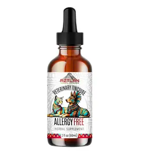 Aztlan Pet Allergy Free Alcohol-Free Liquid Extract 2 fl oz Natural Herbal Supplement for Cats & Dogs