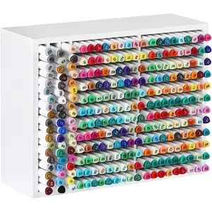 Wooden Marker Storage Organizer, Holds 270 Markers, Pens, Pencils & Art Supplies, Vertical Space-Saving Desk Storage for Artists, Teachers, Office & Classroom, White