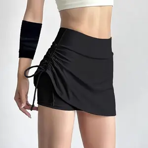 Women's Summer Drawstring Sporty Sports Skirt - Tennis Skort with Built-in Yoga Shorts for Pilates & Fitness, Sporty Sports Skirts