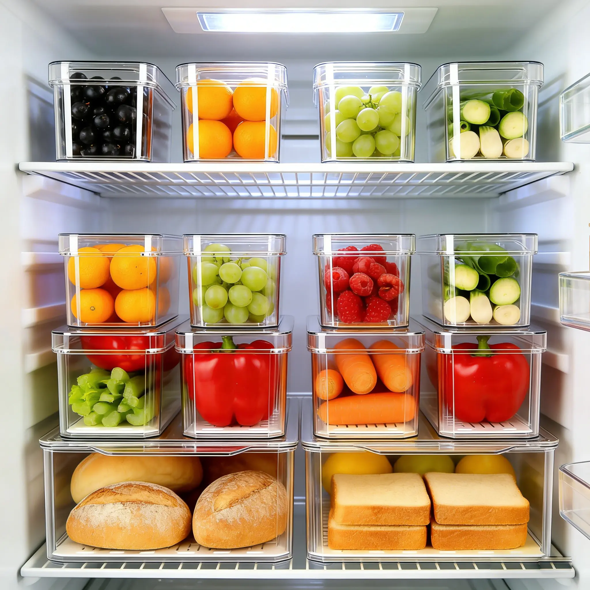 14/7 Pack Refrigerator Organizer Bins - Stackable Clear Plastic Fridge Organizers and Storage, BPA-Free Fruit Vegetable Produce Storage Containers for Kitchen, Pantry, Drinks, Food