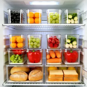 14/7 Pack Refrigerator Organizer Bins - Stackable Clear Plastic Fridge Organizers and Storage, BPA-Free Fruit Vegetable Produce Storage Containers for Kitchen, Pantry, Drinks, Food