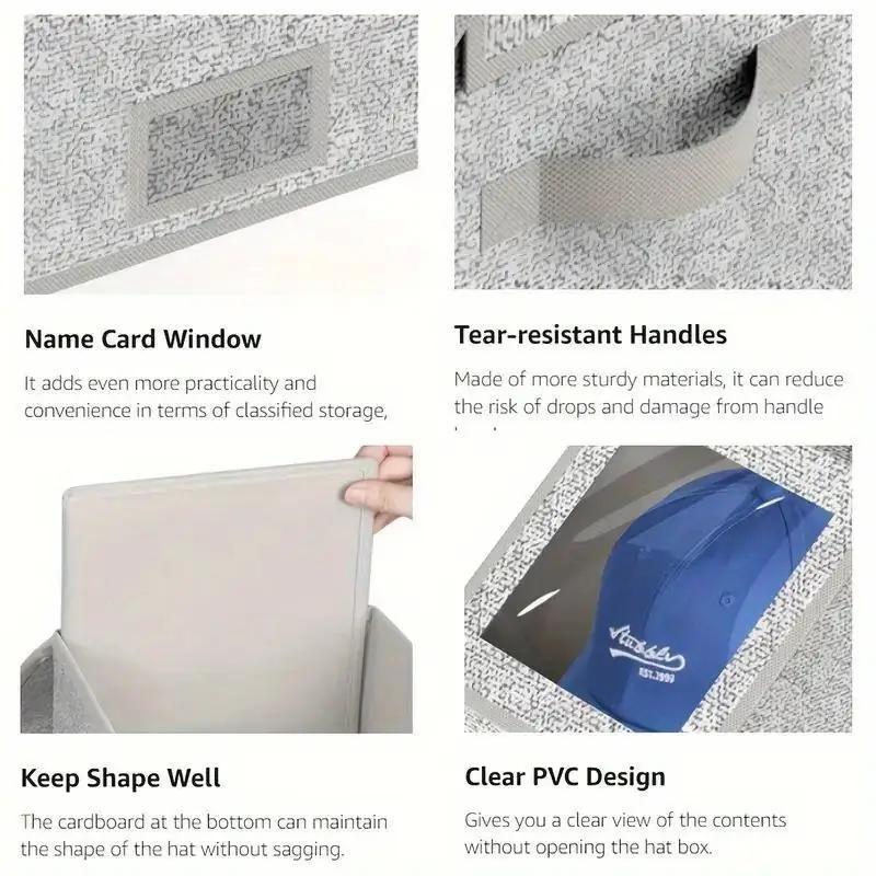Stackable Baseball Cap Storage Box, Gray Hat Organizer With Transparent Window | Holds Up To 12 Hats | Reinforced Cardboard Material, Suitable For Men's And Women's Closets,Durable Cardboard Box for Men,Classic Style Stackable Baseball Cap Storage Box, Gray Hat Organizer With Transparent Window | Holds Up To 12 Hats | Reinforced Cardboard Material, Suitable For Men's And Women's Closets,Durable Cardboard Box for Men,Classic Style