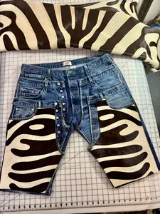 Cowgirl Couture Triple Denim Zebra Hide Bermuda’s