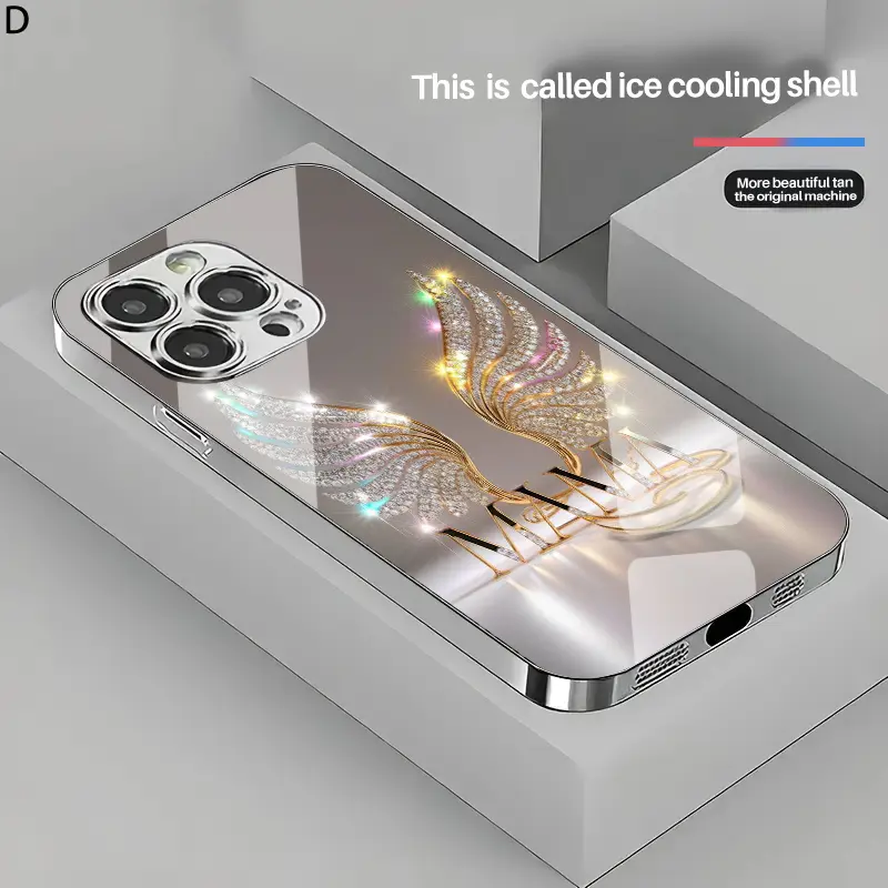 TPU Handheld Cellphone Cover for iPhone 11 Pro Max-16 Pro Max, Hyperrealism Bright Diamond Angel Wing Pattern Business Style Device Accessory with Shockproof, Waterproof, Anti-Drop, Protective Lens Glass & Screen Protector