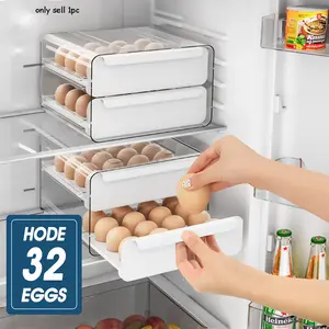 Transparent 1 Pack 18-Grid Drawer Egg Holder, Cute Cat Design Stackable Plastic Storage Box, Dustproof Shockproof Refrigerator Egg Organizer, Space-Saving Kitchen Fridge Fresh Keeping Container
