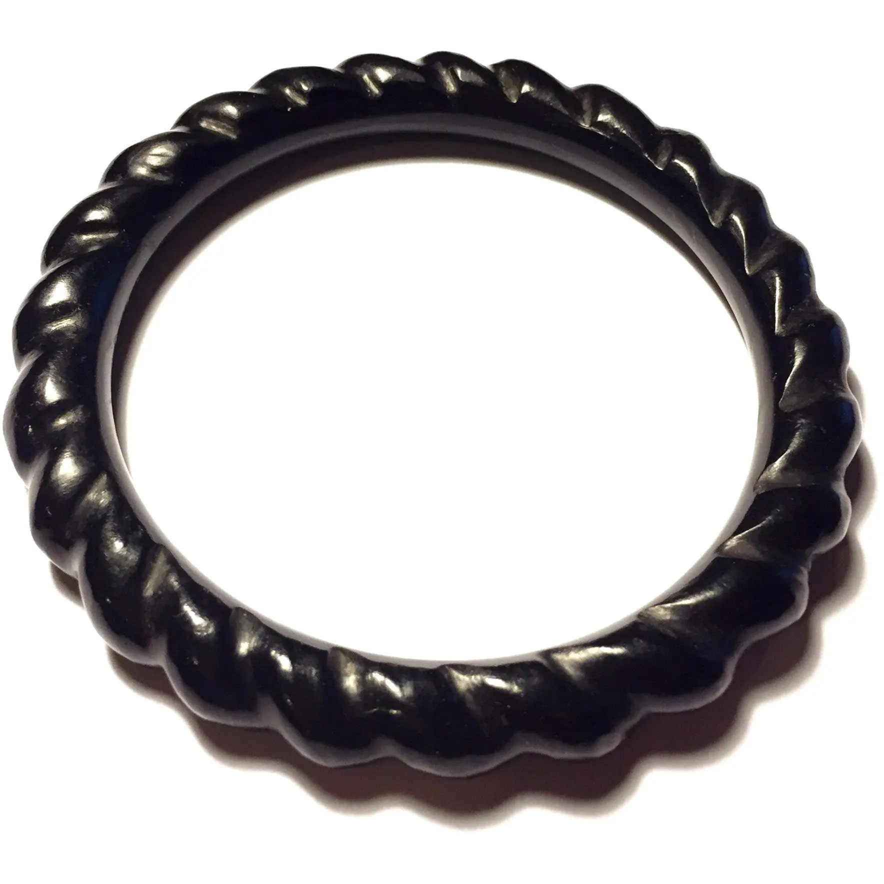 Black Onyx Spiral Bangle Bracelet