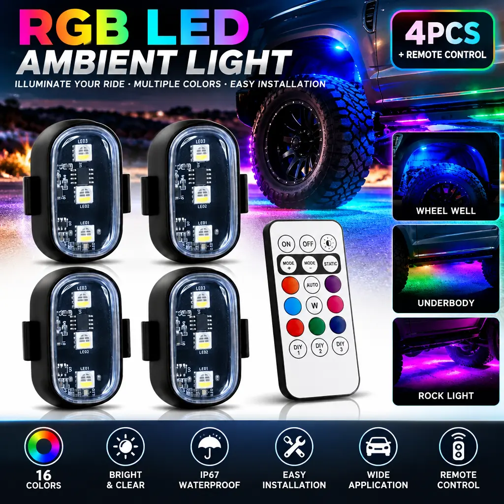 Ceesooi RGB LED Aircraft Strobe Light - Wireless Remote-Controlled Multifunctional Warning Flash Light for Motorcycle, Bike/Car,toolupgrade