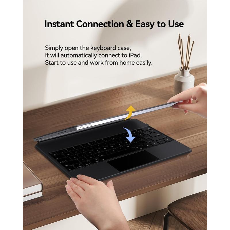 Keyboard Case for 2024 iPad Air 13(M2) and iPad Pro 12.9 (6th/5th/4th/3rd Gen), Magnetic Floating Wireless Backlit Rechargeable Bluetooth Keyboard with Multi-Touch Trackpa Tablet Adjustable
