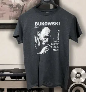 Charles Bukowski T shirt screen print short sleeve black shirt cotton