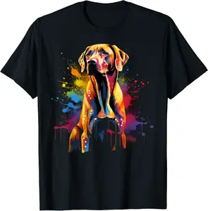 Cute Rhodesian Ridgeback Dog on painted Rhodesian Ridgeback T-Shirt - Samuelmar Shop 54B0CM4R2SY8