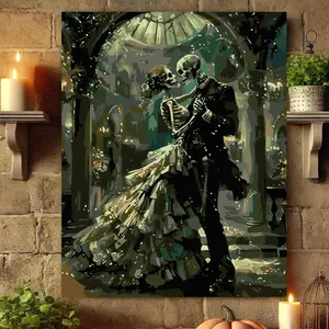 Skull Paint by Numbers Kit for Adults, DIY Romantic Skeleton Lover Paint by Numbers for Beginner, Watercolor Oil Painting by Number on Canvas for Home Decor and Gifts 16x20 Inch