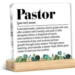 Pastor Gift Thank You Appreciation Gifts for Priests Preacher Pastor Definition Acrylic Desk Plaque Sign Decor